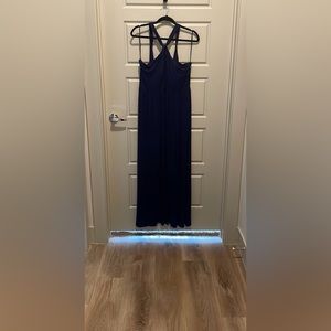 Maxi Dress, Soma, navy long dress, built in bra